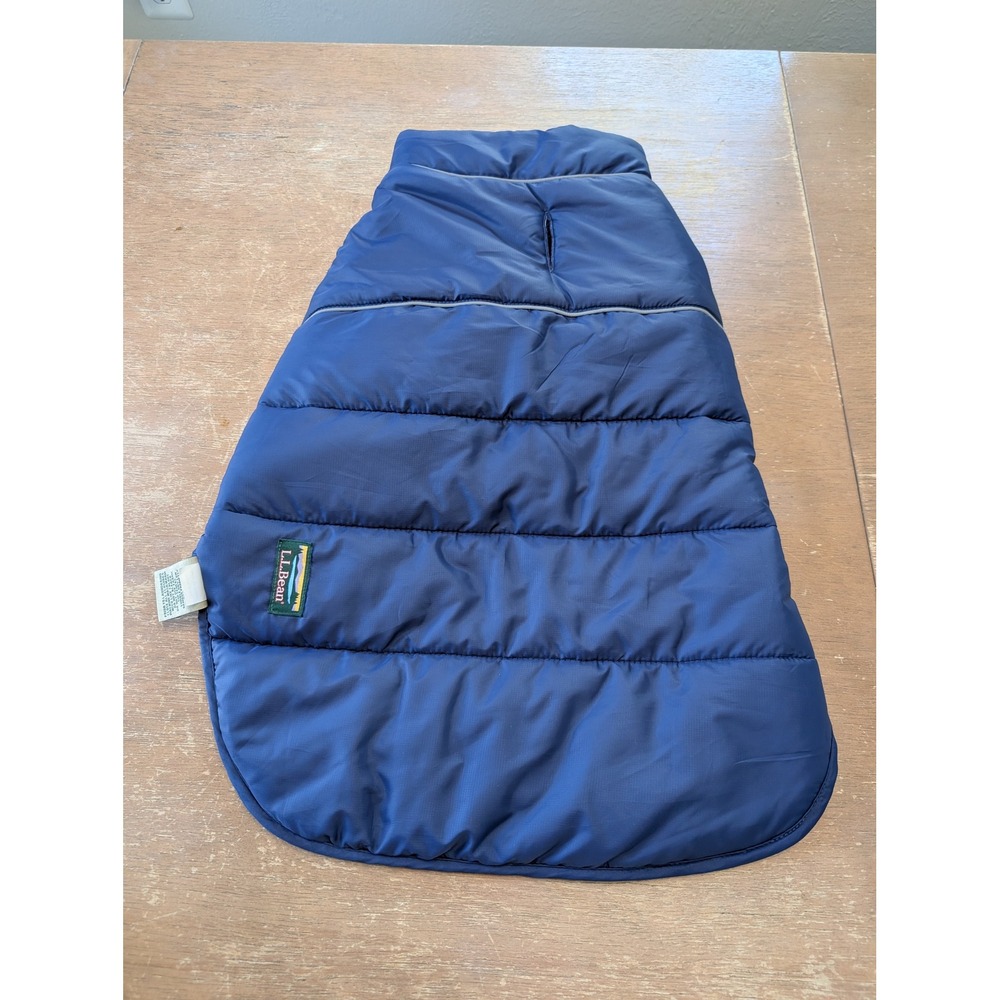 LL Bean Mountain Classic Dog Parka Large Navy Blue Orange Puffer Vest 508295